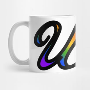 Rainbow Cursive Letter U Mug